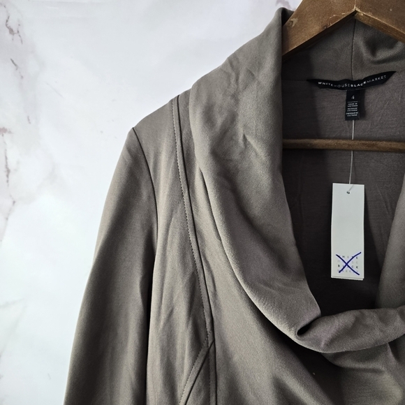 White House Black Market Jacket Womens Small Cowl Zip Slub Lounge Alpaca Thumb - Picture 2 of 12